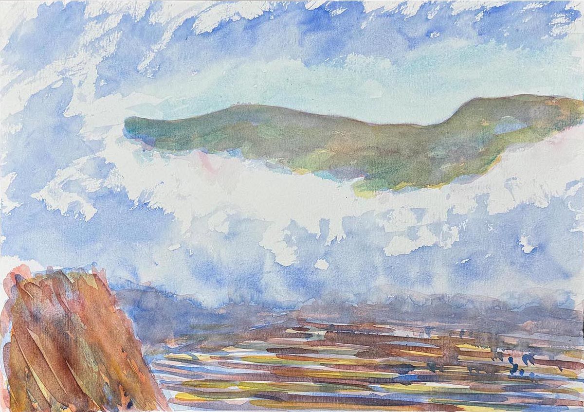 Jan Turner watercolour painting - Mountain range artwork