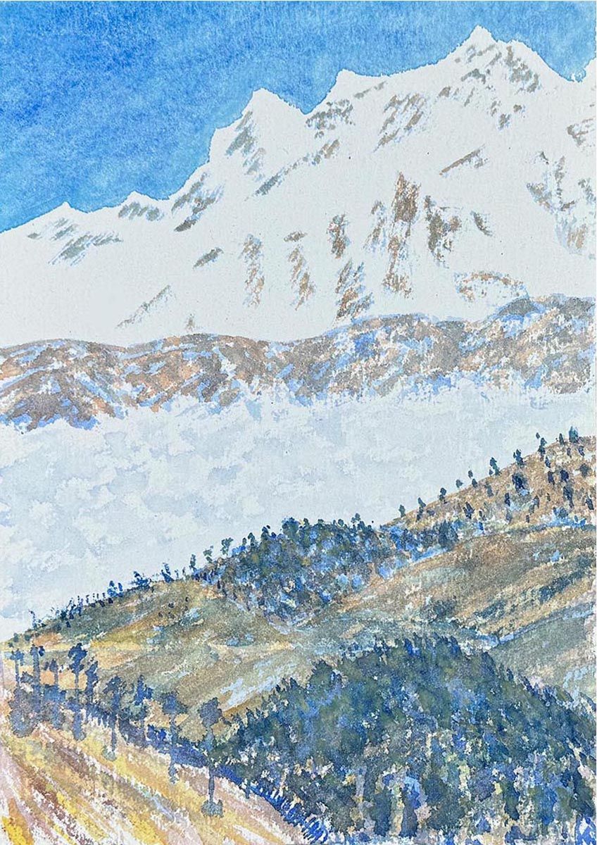 Jan Turner watercolour painting - High altitude inspired art
